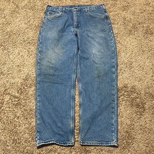 Carhartt Men’s 38x32 Flannel Lined Work Jeans Relaxed Fit Blue Denim B172 DST